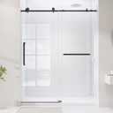 OGONBRICK Shower Door Frameless 56-60 in. W x 75 in. H Sliding Shower Glass Doors for Bathroom 1/4 inch Tempered Clear Glass Door for Walk-in Shower Matte Black Hardwares
