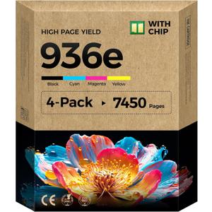 936XL 936e Ink Cartridges Compatible for HP 936 Ink Cartridges Combo Pack Work with HP Printer Officejet Pro 9110b 9120 9122e 9125e 9128e 9130b 9135e 9730e Printer Black Cyan Magenta Yellow (4 Pack)