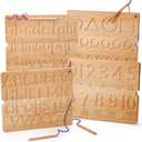 Suwimut Number & Letter Tracing Board, Portable Wooden Alphabet Learning Sensory Pad Board Montessori Toys for Kids Age 3-5, Double Sided Writing Tools for Beginner Preschool Classroom 3+ Years Old