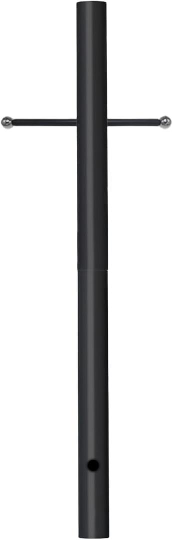 80 in. x 3 in. Black Direct Burial Outdoor Lamp Post - Cast Iron Cross Arm, Weather Resistant for Driveway/Front Yard/Pathways, lamp post 80 in with crossbars