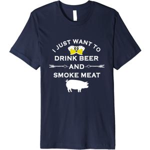 I Just Want To Drink Beer and Smoke Meat Pork Party T-Shirt, Size 2XL