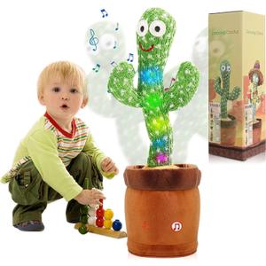 MIAODAM Dancing Cactus Talking Toy, Soft Plush Cactus Repeats What You Say, Electric Speaking Baby Toys Box