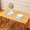 White Linen Placemats 14x20 Set of 2, Neutral Earth Tones Beige Lace Coffee Table Topper Dresser Scarf Place Mats (Set of 2, White)