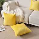 Krifey Throw Pillow Covers Velvet Decorative Square Pillowcase Soft Cushion Case for Couch Bedroom 20x20 Inch Lemon Yellow, Pack of 2