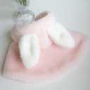 YQYS Pet Ponchos, Warm Plush Poncho for Small Breeds Dogs and Cats, Easter Outfit for Dog, Rabbit Costume for Puppy, Dog Bunny Costumes, Teacup Puppy Clothes for Chihuahua Yorkie Pink Bunny Large