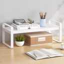 NatliedopDesktop Bookshelf Kitchen Cabinet Shelves Organizer - Office Counter Shelf Expandable Countertop Storage Rack, with Metal Frame Desktop Bookshelf, for Office Supplies, Home Decor an (1 Layer 50x20x18cm, White)