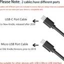 2 x Charger Made for All Kindle Fire Tablets, Kindle E-Reader, Paperwhite, Oasis, Colorsoft, Scribe, Voyage, Kids Edition with 6.6FT USB Type C&Micro USB Cable (UL Listed)