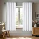 Deconovo Semi 50% Light Blocking Pure White Curtains - Solid Back Tab and Rod Pocket Room Darkening Curtains for Kids' Bedroom, 42x63 Inch, 2 Panels, Adult
