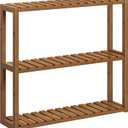 SONGMICS Bamboo Bathroom Shelf, 3-Tier Adjustable Plants Rack, Wall-Mounted or Stand, in The Living Room, Balcony, Kitchen, 5.9 x 23.6 x 21.3 Inches, Coffee Brown UBCB013K01