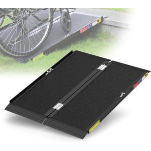 3FT Portable Wheelchair Ramp with Quick-Lock, Black Seamless Non-Slip Aluminum Folding Handicap Ramp,Threshold Ramp for Doorways, Wheel Chair Ramp for Home Steps, Loading Dock Plates (3FT((Using height 3-9'')