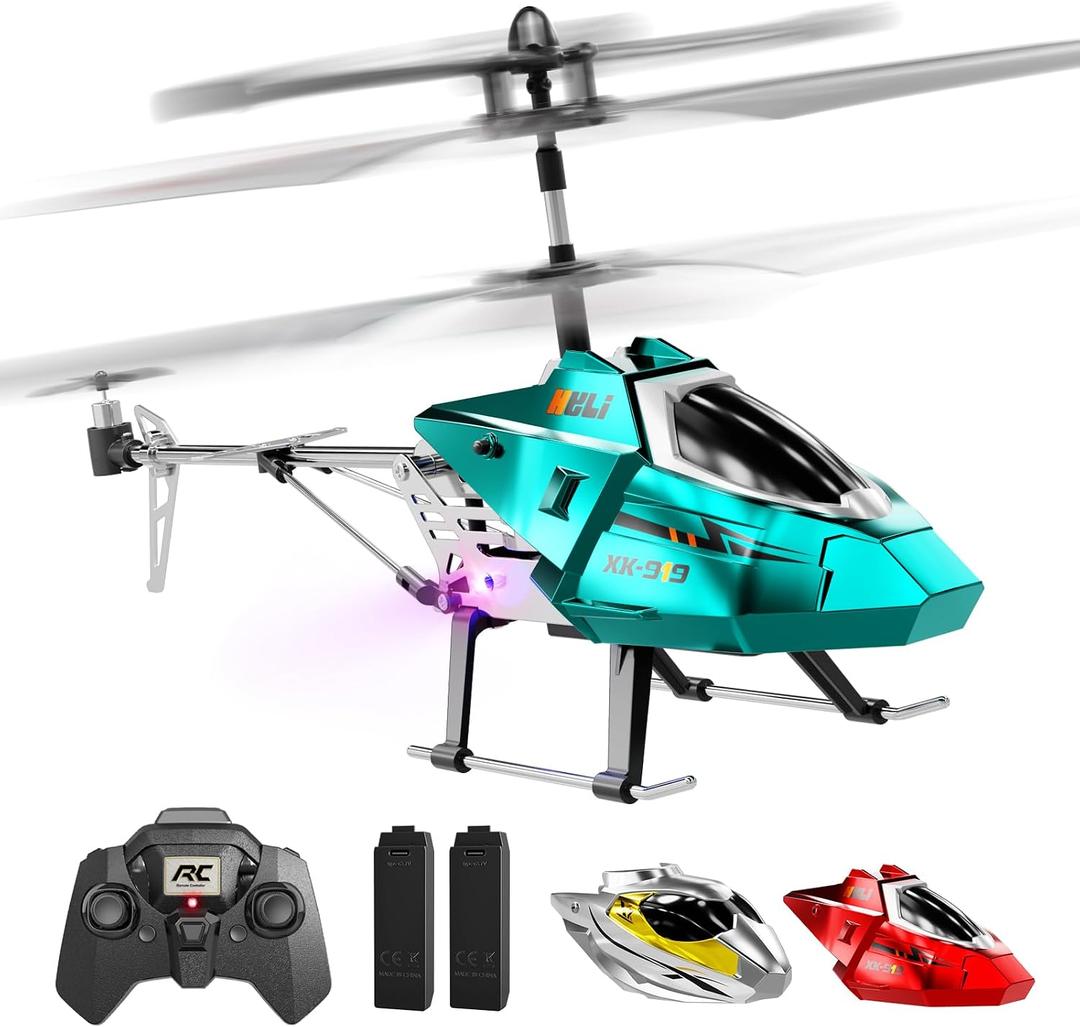 XIKOTEC Remote Control Helicopter, RC Helicopter Toy for Kids, 2.4GHz RC Plane with LED Lights, RC Flying Toy, Easy to Fly Indoor/Outdoor, Gifts Toys for Kids Beginners 8+ (Blue)