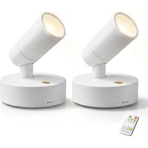 Magnetic Rechargeable Picture Light 2 Pack, Wireless Art Spotlight with Remote & Touch Control, 3 Color Temps Dimmable Wall Light, 2000mAh Battery Accent Lighting for Painting, Gallery, Display