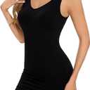 MISS MOLY Shapewear Dress Slip for Women Seamless Full Slip Tummy Control Body Shaper Scoop Neck Tank Dress Smoother (Medium, Black)