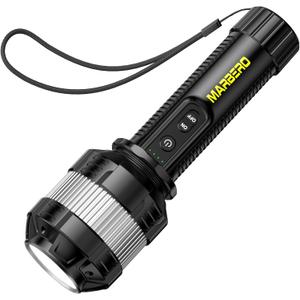 MARBERO [FathersDayGifts] Rechargeable Flashlight High Lumens with 4000mAh Battery Focused Beam Super Bright LED Powerful Flashlight 3 Modes Tactical Compact Portable Flashlight