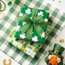 Flyhill St. Patricks Day Wrapping Paper Roll Green, Reversible Lucky Gift Wrapping Paper with Horseshoes Shamrock Gold Coins Goblin Rainbow for St. Patrick's Day, Birthday, Spring Party, Baby Shower, Celebration (17 Inch X 33 Feet)