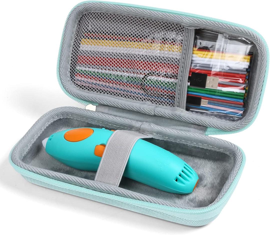 Case Compatible with 3Doodler Start+ Essentials for 3D Printing Pen Set for Kids, Travel Organizer Holders for Filament Refill Packs and and USB Cable, Protective Case,(Box Only)-Green