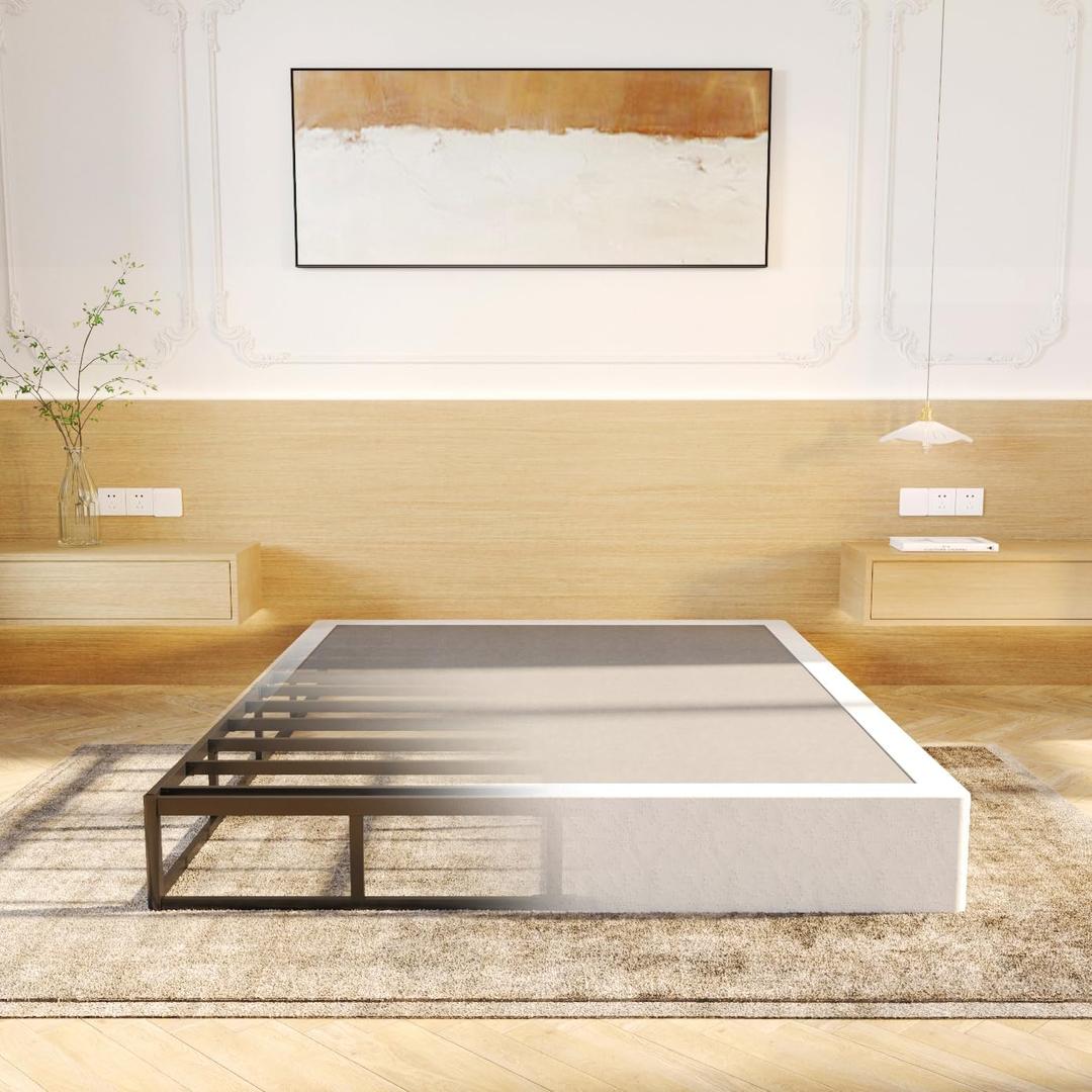 LUMUNANCE Full Size Box Spring, 9-Inch Height High Profile Box Spring Full Mattress Foundation with Fabric Cover, Easy Assembly