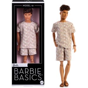 Barbie Basics Model Collector Ken Fashion Doll 10 with Brunette Hair in Shirt & Shorts with Matching Print, Universal-fit Fashions & Posable Body