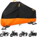 Motorcycle Cover Waterproof Outdoor, 300D Heavy Duty Motorcycle Cover for Harley Davidson Sportster 1200 883 Fat Boy 114 Street Bob, All Seasons Protection Scooter Cover Fits up to 96"