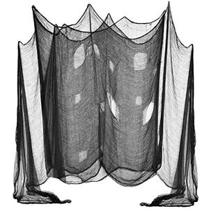 (48 x 240 in.) Halloween Creepy Cloth, DealKits Spooky Giant Cheese Cloth Tapestry for Halloween Party Supplies Decorations Outdoor Yard Home Wall Decor, Black