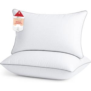 Sasttie Pillows Queen Size Set of 2, Bed Pillows for Side, Back, and Stomach Sleepers - Oeko-Tex Certified Down Alternative Plump Filling - Hotel Quality and Machine Washable, 2 Pack