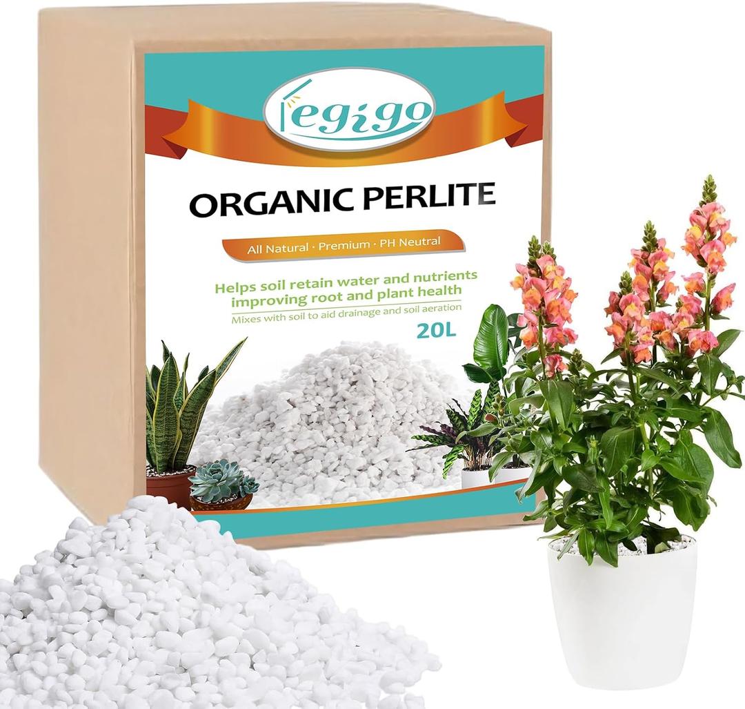 Legigo 20 Quarts Organic Horticultural Perlite for Plants Indoor- Natural Horticultural Soil Additive Conditioner Mix for Improves Drainage, Ventilation and Root Growth (EXP 12/31/36)