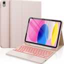 CHESONA for iPad 10th Generation Case with Keyboard, 2 Wireless Channels for iPad (A16) 11th/10th Gen (2025/2022), Backlight, Flip Stand Case with Pencil Holder, Multi-Touch Trackpad, Pink