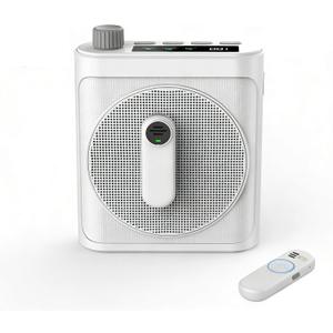 15W Wireless Voice Amplifier with 2 Magnetic Lavalier Mics & Noise Reduction - Bluetooth 5.3 PA System for Teachers, Tour Guide, Yoga - 15H Rechargeable Battery, Waist-Mount Design (White)