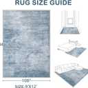 Area Rugs 9x12 Living Room: Washable Rug Modern Abstract Large Rugs Soft Non Slip Neutral Rug Stain Resistant Indoor Carpet for Bedroom Kitchen Dining Room Table Nursery Home Office Rugs(Blue,9'x12')