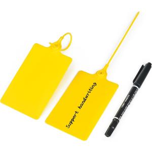 50 Pcs Durable Plastic Shipping Tags with Marker Pen Security Seals Sticker Labels,Waterproof Blank Luggage Tag for Packages, Logistics, Inventory, Travel(Yellow,50pcs)