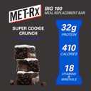 MET-Rx Big 100 Protein Bar, Meal Replacement Bar, 32G Protein, Super Cookie Crunch, 9 Bars (Pack of 1)