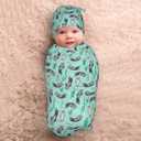 Sea Otter Swaddle Blanket with Beanie Hat Set Boys Girls, Cute Sea Otter Lover Gifts Sleep Sack Receiving Blanket for Infants & Newborns