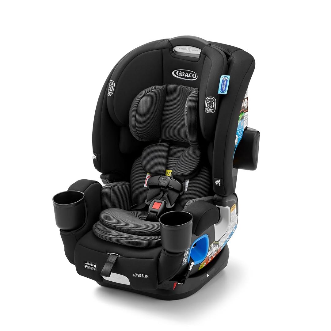 Graco 4Ever DLX Slim 4-in-1 Infant to Toddler Car Seat, Rear Facing, Forward Facing, to High Back Booster & Backless Booster, Slim Car Seat Saves Space & Grows with Child, Thompson EPD 07/30/2025