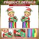 8pcs Vintage Christmas Windsocks Outdoor Hanging Decorations with Tassels Christmas Yard Decorations for Outside 3.3ft Xmas Signs for Wall Tree Home Lawn Yard Party Supplies Garden Decor