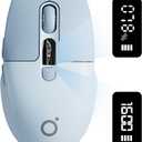 EWEADN Q1 Wireless Bluetooth Mouse, BT & 2.4G Computer Mouse with Battery & DPI LED Screen Display, Type-C Rechargeable with 1600 DPI Levels, 6 Button Silent Ergonomic Mouse for Laptop/PC/Mac-Blue