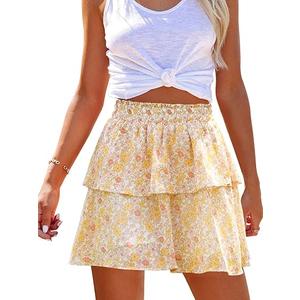 Womens Flowy Shorts Floral Boho Casual Ruffle Skorts High Waist Summer Tennis Running Mini Skirts Chiffon Shorts, M