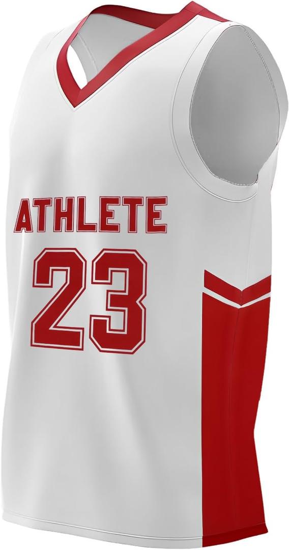Men's Basketball Jersey, Breathable, Lightweight, Moisture-Wicking Sports Shirt for Training, Game Day, Quick-Dry Athletic Wear (US, Alpha, XX-Large, Regular, Regular, White)