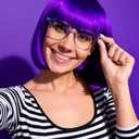 Purple Wig and Party Sunglasses, 12 Inch Dark Purple Bob Wigs for Women, Neon Glasses Short Wigs for Women - Bachelorette Party Wigs Decorations Favors (Purple)