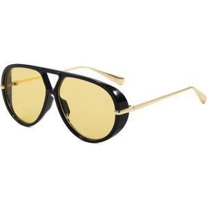 AIEYEZO Oversized Aviator Sunglasses Women Men Fashion Retro Big Frame Sun Glasses Designer Ladies Shades