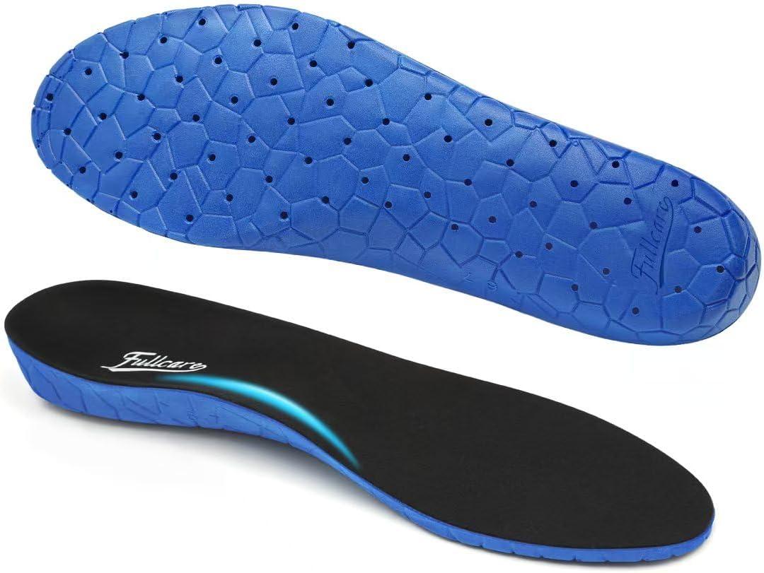 Unisex Comfort Cushioned Shoe Insole Arch Support Orthotics Work Boots Insert Providing Excellent Shock Absorption Pain Relief Men Women Plantar Fasciitis Insoles (Women7.5-8.5/Men6-7, Black/Blue)
