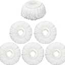 6 Pack Mop Head Replacement, Spin Mop Replacememt Head for 6-6.3 Inch Spin Mop Heads, Microfiber Mop Head Compatible with Hurrican Casabela Mopnad, Household Cleaning Tools, Commercial Mop Head (Six, White)
