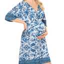 Nursing Dress for Women Breastfeeding Dresses - Maternity Nursing Dress V Neck Flowy Boho Floral Vacation Dress Blue Medium