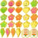 Hanaive 80 Pcs Chenille Letter Patches Self Adhesive Iron on Patch 3D Cute Embroidered Rainbow Smile Face Heart Applique Sewing Badges Patch for Fabric Clothing Jacket DIY(Neon Color,Cute)