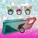 Zase for Motorola Edge (2024) Liquid Glitter Sparkly Bling Cute Clear Phone Case Design for Moto Edge 5G (2024) Floating 3D Butterflies Waterfall Quicksand w/Phone Ring Holder (Gradient Pink Aqua)