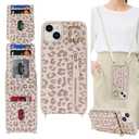 DEYHU for iPhone 14 Plus Case with Card Holder for Women, for iPhone 14 Plus Phone Case Wallet with Strap Credit Card Slots Crossbody with Kickstand Zipper Case - Rice Leopard