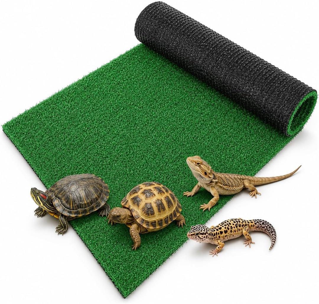 BESPORTBLE Turtle Basking Platform Turf - Reptile Carpet Artificial Grass Mat for Fish Tank Decoration, Simulated Turtle Turf Green Grass Carpet for Climbing and Basking, Aquarium Decor 19.7X9.8 Inch