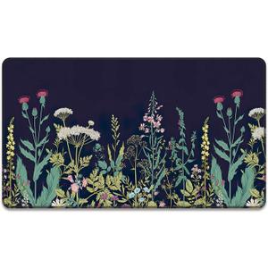 Rnivvi Front Door Mat, 30"x17" Flower Theme Indoor Outdoor Welcome Mat, Heavy Duty Low Profile Anti-Slip Entryway Rug for Home Entrance, Floor, Patio Entry & Mud Room, Cute Black Floral Decor Doormat