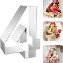 ZADE 8 Inch 304 Stainless Steel Large Size Number Cake Mousse Mold Number 4 Tiramisu Cheesecake Mold Cookie Cutter Bakeware 3D Cake Baking Pan for Birthday and Baking, Party