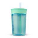 Owala Kids Insulation BPA-Free Plastic Tumbler with Spill Resistant Flexible Straw, Easy to Clean, Kids Water Bottle, Great for Travel, Dishwasher Safe, 15 Oz, Teal and Aqua (The Blues)