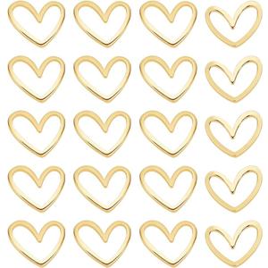 BENECREAT 20pcs Real 18K Gold Plated Linking Rings Brass Heart Jewelry Connectors Open Bezels for Bracelets Necklace DIY Making, Wedding, Mother's Day Festival Gifts, 11.5x13mm